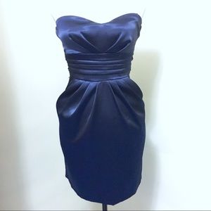 Navy Satin Mini Dress